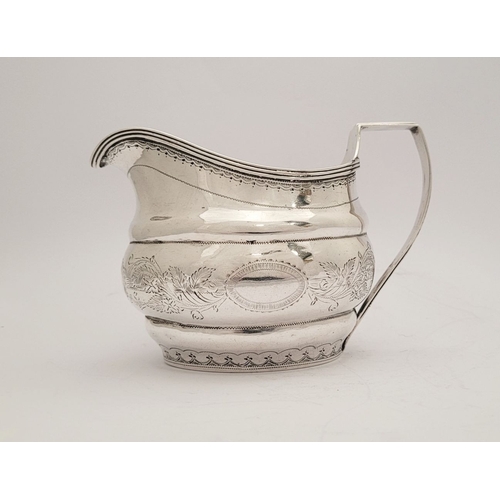 31 - A VERY FINE & RARE CORK IRISH SILVER CREAM JUG, circa 1800, impressed ‘STERLING’ mark to the base, a... 