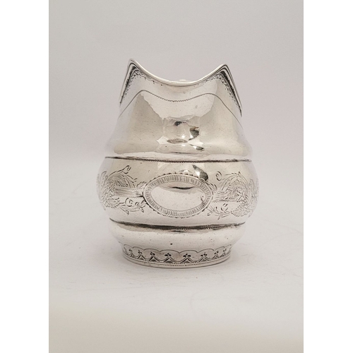 31 - A VERY FINE & RARE CORK IRISH SILVER CREAM JUG, circa 1800, impressed ‘STERLING’ mark to the base, a... 