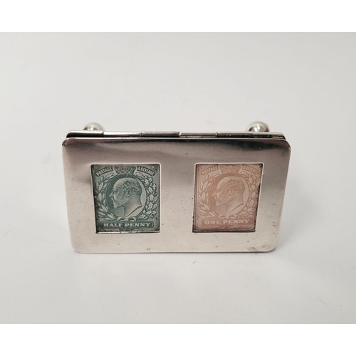 36 - A HALF BARREL SHAPED EDWARDIAN SILVER STAMP BOX, by Levi & Salaman, Birmingham; date letter for 1902... 