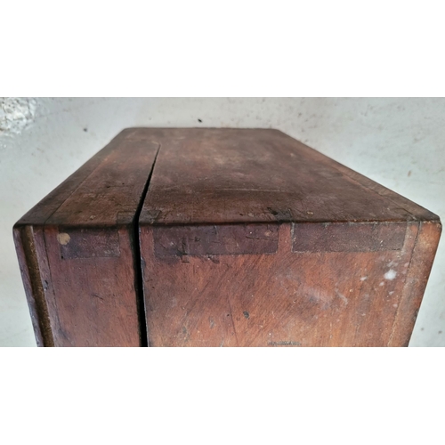 52 - A VINTAGE CARPENTER’S TOOL BOX, a dovetail jointed handmade box that has a copper handle & functioni... 