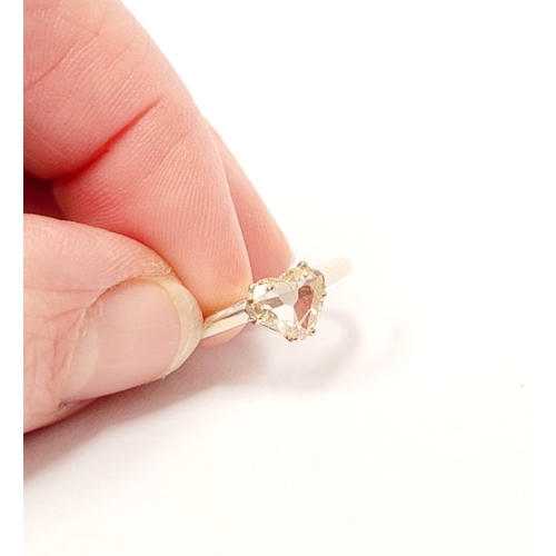 9 - A BEAUTIFUL 18CT WHITE GOLD HEART SHAPED DIMAOND SOLITAIRE RING, with 1.02ct diamond, Clarity I1-2, ... 