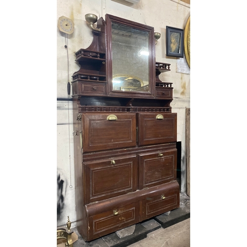 233 - A RARE AUTHENTIC EDWARDIAN MAHOGANY SHIPS DOUBLE WASH STAND, likely from a state room of the White S... 