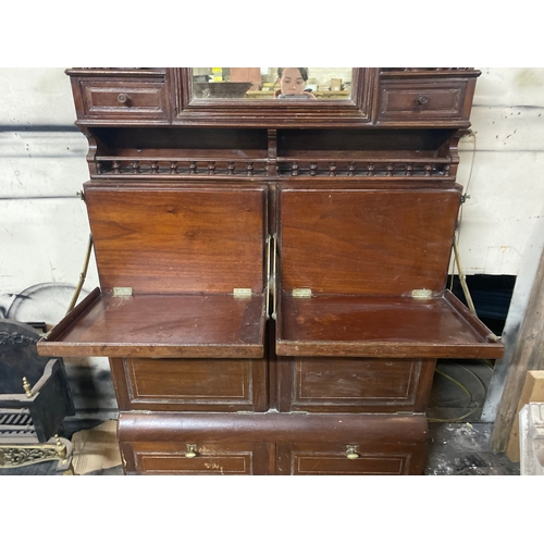 233 - A RARE AUTHENTIC EDWARDIAN MAHOGANY SHIPS DOUBLE WASH STAND, likely from a state room of the White S... 