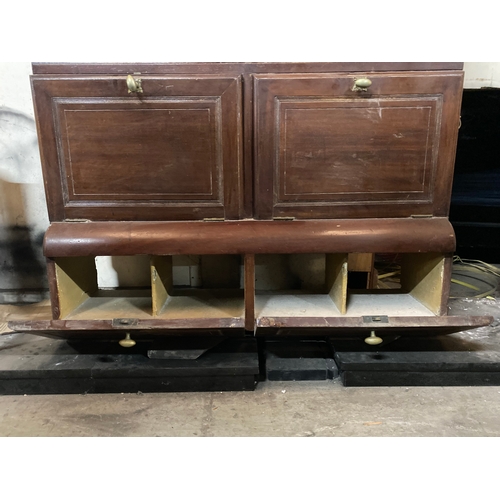 233 - A RARE AUTHENTIC EDWARDIAN MAHOGANY SHIPS DOUBLE WASH STAND, likely from a state room of the White S... 