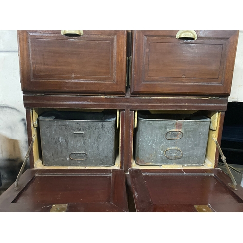 233 - A RARE AUTHENTIC EDWARDIAN MAHOGANY SHIPS DOUBLE WASH STAND, likely from a state room of the White S... 