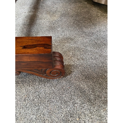 297 - A WILLIAM IV ROSEWOOD LIBRARY TABLE, with two drawers to frieze atop carved lyre supports on pod bas... 