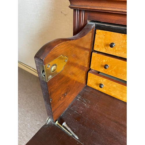 302 - A BEAUTIFUL EARLY 20TH CENTURY TWO DOOR GLAZED SECRETAIRE BOOKCASE, with a stepped pediment top over... 