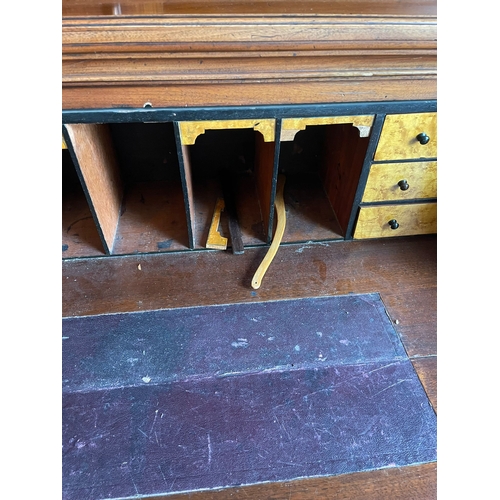 302 - A BEAUTIFUL EARLY 20TH CENTURY TWO DOOR GLAZED SECRETAIRE BOOKCASE, with a stepped pediment top over... 