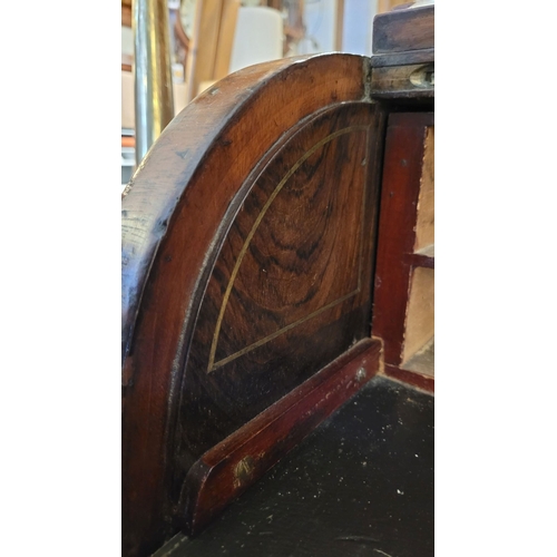 20 - A BEAUTIFUL 19TH CENTURY IRISH, CORK, NEATLY SIZED SECRETAIRE ‘PIANO’ TOP GLAZED BOOKCASE, to the to... 