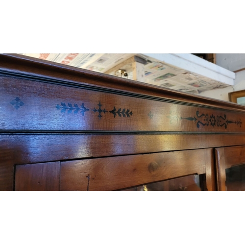 20 - A BEAUTIFUL 19TH CENTURY IRISH, CORK, NEATLY SIZED SECRETAIRE ‘PIANO’ TOP GLAZED BOOKCASE, to the to... 