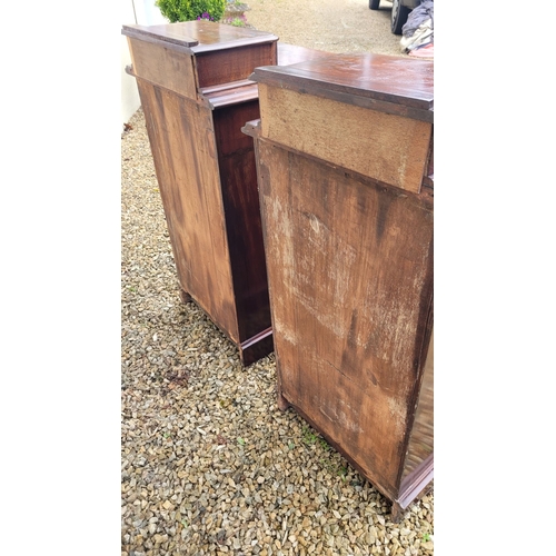 33 - A VERY GOOD PAIR OF 19TH CENTURY TALL CABINETS, each cabinet with a single back gallery drawer to th... 