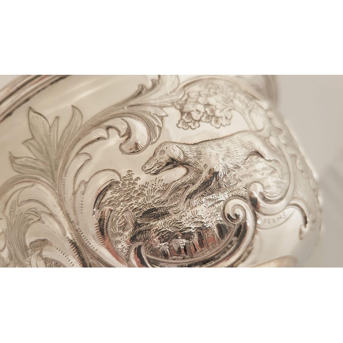 28 - A VERY FINELY CRAFTED MID 19TH CENTURY IRISH SILVER CENTRE BOWL, decorated with beautiful chased det... 