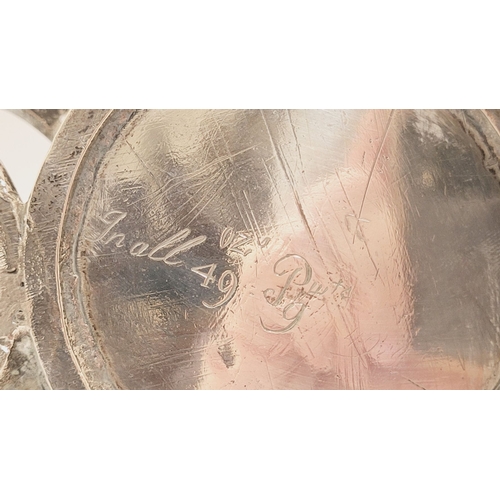 11 - A VERY FINE LATE 18TH CENTURY IRISH SILVER CRUET SET, complete with 2 cut glass bottles, a large sif... 