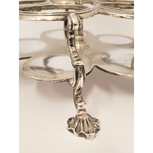 11 - A VERY FINE LATE 18TH CENTURY IRISH SILVER CRUET SET, complete with 2 cut glass bottles, a large sif... 