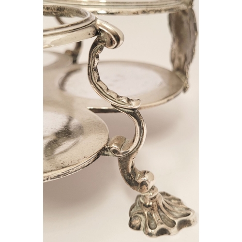 11 - A VERY FINE LATE 18TH CENTURY IRISH SILVER CRUET SET, complete with 2 cut glass bottles, a large sif... 