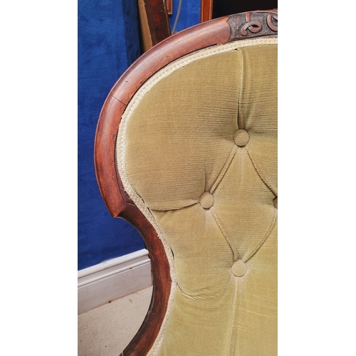 31 - A GOOD QUALITY LOW RISE LATE 19TH CENTURY NURSING / DRESSING ROOM CHAIR, with a shaped reclining but... 