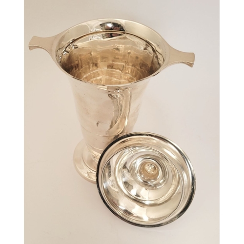 33 - AN ART DECO DESIGN SUGAR VASE – with lift away lid, and handles on each side of the rim, of tapered ... 