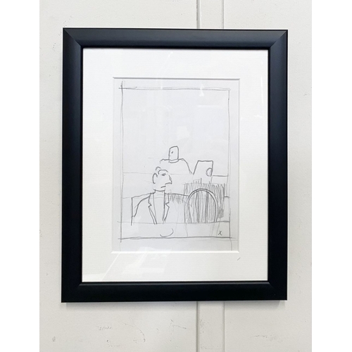 13 - GRAHAM KNUTTEL (Irish 1954-2023), ‘TWO FIGURES’, pencil on paper sketch, dimensions: 31.5cm x 26.5cm... 