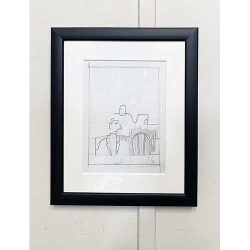 13 - GRAHAM KNUTTEL (Irish 1954-2023), ‘TWO FIGURES’, pencil on paper sketch, dimensions: 31.5cm x 26.5cm... 