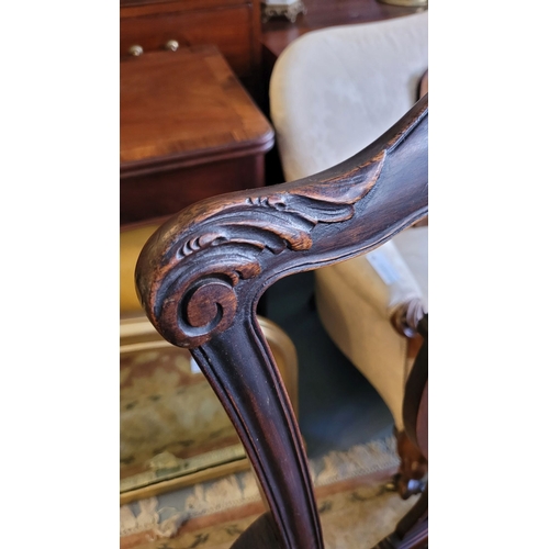 22 - A HANDSOME PAIR OF FINELY MADE CHIPPENDALE STYLE CARVER ARMCHAIRS, each with a shaped crest rail hav... 