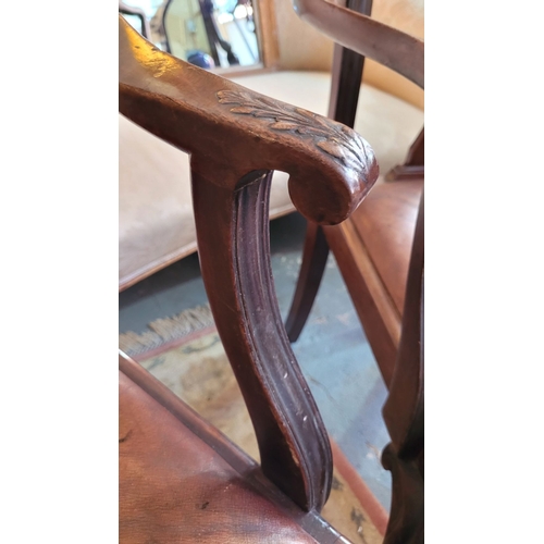 22 - A HANDSOME PAIR OF FINELY MADE CHIPPENDALE STYLE CARVER ARMCHAIRS, each with a shaped crest rail hav... 