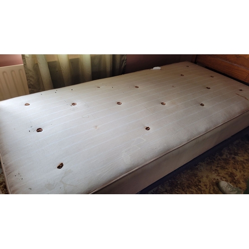 36 - A PAIR OF ANTIQUE MAHOGANY INLAID ANTIQUE BEDS: Each bed with a slightly bow shaped foot board with ... 