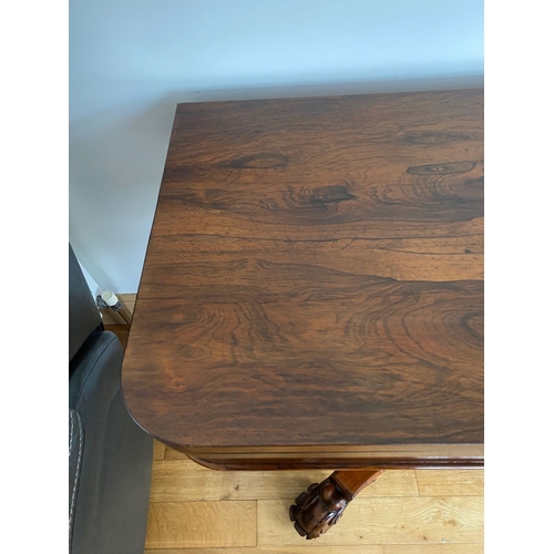 5 - A GOOD QUALITY WILLIAM IV ROSEWOOD CARD TABLE, with excellent original colour, the top with rounded ... 