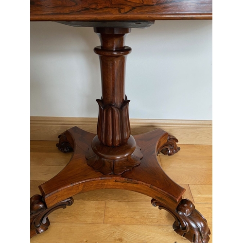 5 - A GOOD QUALITY WILLIAM IV ROSEWOOD CARD TABLE, with excellent original colour, the top with rounded ... 