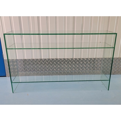 55 - AN EXCELLENT CONTEMPORY GREENAPPLE GLASS CONSOLE / HALL STAND, beautiful clear glass piece of furnit... 