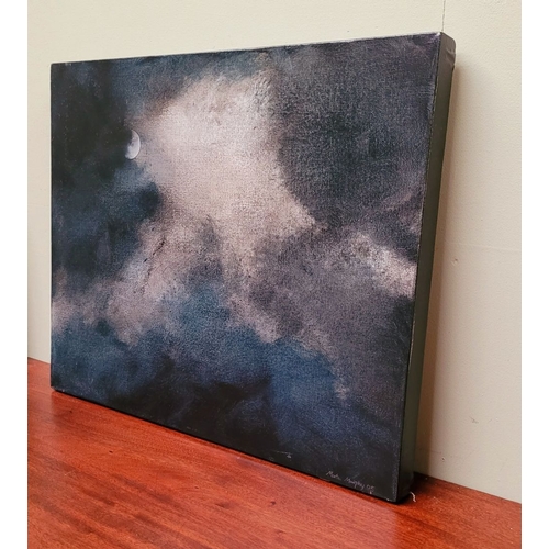 60 - MARTIN MURPHY, (IRISH 20TH CENTURY), DARK CLOUDS & MOON, mixed media on canvas, signed lower right &... 