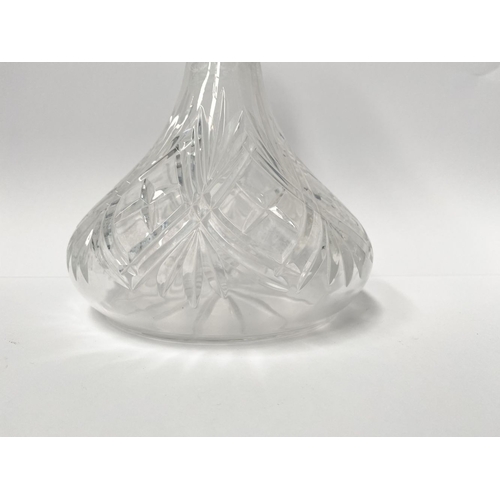 72 - A SILVER COLLARED CUT GLASS SHIPS DECANTER, Hallmarked Maker David Shaw Silverware Ltd, Clerkenwell ... 