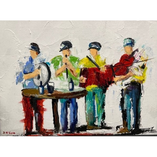 91 - DONAL MCCANN (Irish, 20th Century), ‘THE SESSION’, oil on canvas, signed lower left, dimensions: 19i... 