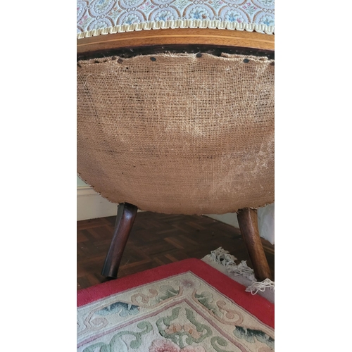 20 - A GOOD LATE 19TH CENTURY LOW RISE CHAIR, nicely upholstered in good quality fabric, the frame with t... 