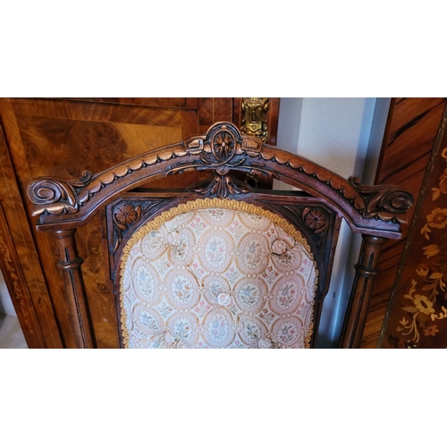 35 - A VERY GOOD QUALITY PAIR OF ANTIQUE OCCASIONAL CHAIRS, each with carved curved crest rail with folia... 