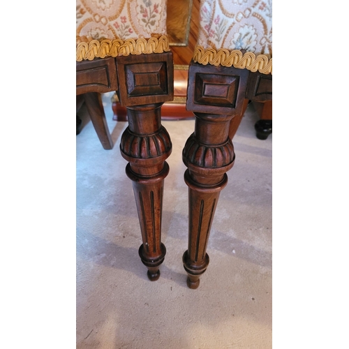 35 - A VERY GOOD QUALITY PAIR OF ANTIQUE OCCASIONAL CHAIRS, each with carved curved crest rail with folia... 