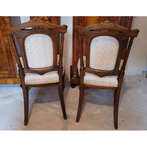 35 - A VERY GOOD QUALITY PAIR OF ANTIQUE OCCASIONAL CHAIRS, each with carved curved crest rail with folia... 