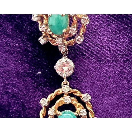 4 - A FANTASTIC YELLOW GOLD EMERALD & DIAMOND ANTIQUE PENDANT NECKLACE, the pendant is really beautiful;... 