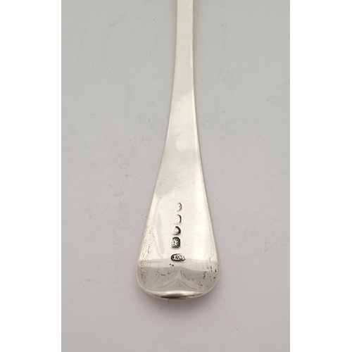 63 - A VERY GOOD EARLY 19TH CENTURY SILVER SERVING SPOON, London hallmarks, with date letter of ‘i’ for 1... 