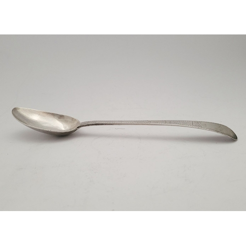 66 - A LATE 18TH CENTURY GEORGIAN BRIGHTCUT DECORATED SILVER SPOON BY GEORGE GRAY, the stem decorated all... 