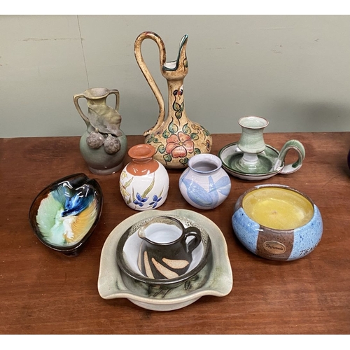 290 - A NICE COLLECTION OF VINTAGE HAND-MADE CERAMICS, to include Malahide Pottery dish, as well as a piec... 