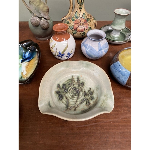 290 - A NICE COLLECTION OF VINTAGE HAND-MADE CERAMICS, to include Malahide Pottery dish, as well as a piec... 