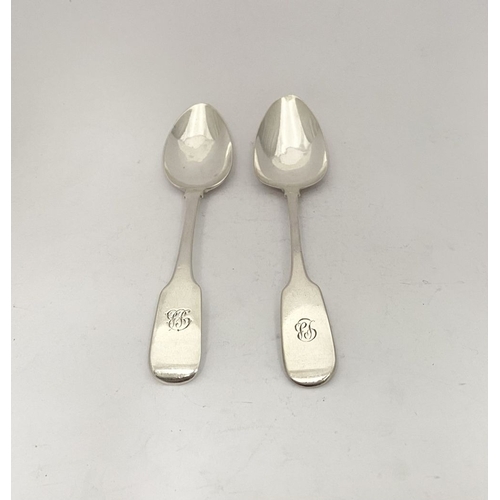 14 - TWO GEORGE IV SILVER TABLESPOONS, one Irish, by Charles Marsh, Dublin c.1822. The other by Robert Ga... 