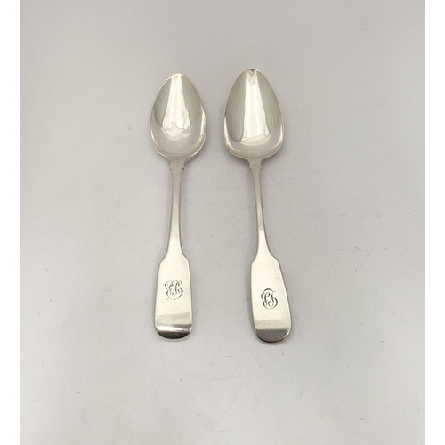 14 - TWO GEORGE IV SILVER TABLESPOONS, one Irish, by Charles Marsh, Dublin c.1822. The other by Robert Ga... 