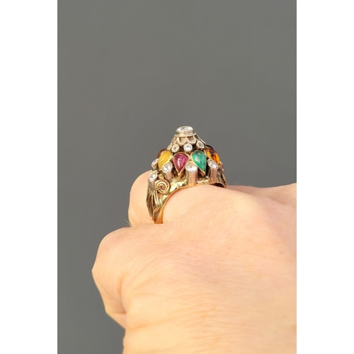 23 - A FANTASTIC VINTAGE 14CT GOLD ‘PRINCESS’ COCKTAIL RING, a really eye-catching vintage ring mid-20th ... 