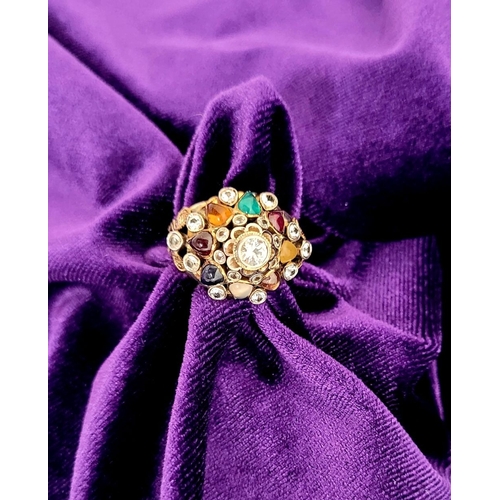 23 - A FANTASTIC VINTAGE 14CT GOLD ‘PRINCESS’ COCKTAIL RING, a really eye-catching vintage ring mid-20th ... 