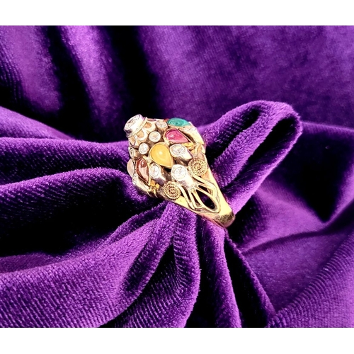 23 - A FANTASTIC VINTAGE 14CT GOLD ‘PRINCESS’ COCKTAIL RING, a really eye-catching vintage ring mid-20th ... 