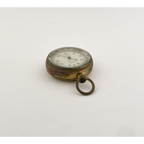 35 - A GOOD ANTIQUE ‘F. BRENNAN CORK’ POCKET BAROMETER, brass barometer, the dial reading ‘compensated fo... 