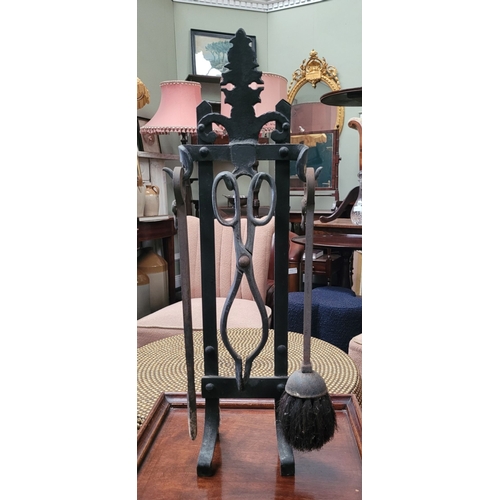 45 - MIXED FIRE-SIDE LOT: includes a good early 20th century fall front purdonium cabinet, with brass swi... 