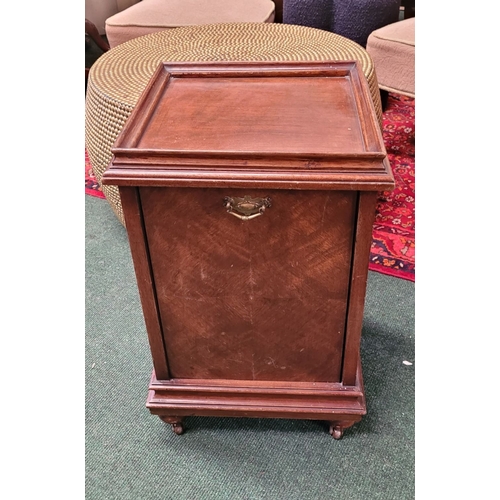 45 - MIXED FIRE-SIDE LOT: includes a good early 20th century fall front purdonium cabinet, with brass swi... 