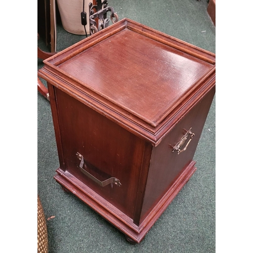 45 - MIXED FIRE-SIDE LOT: includes a good early 20th century fall front purdonium cabinet, with brass swi... 